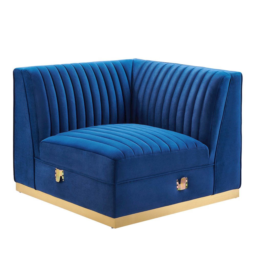 Channel Tufted Performance Velvet Modular Sectional Sofa Right Corner Chair