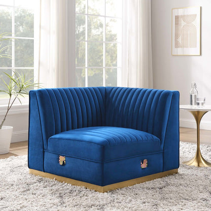 Channel Tufted Performance Velvet Modular Sectional Sofa Right Corner Chair