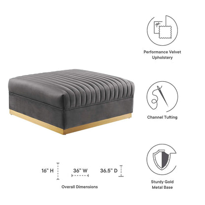 Sanguine Channel Tufted Performance Velvet Modular Sectional Sofa Ottoman