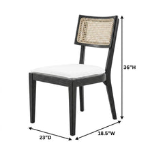 Fabric-Upholstered Wood Dining Chairs, Black White, Set of 2