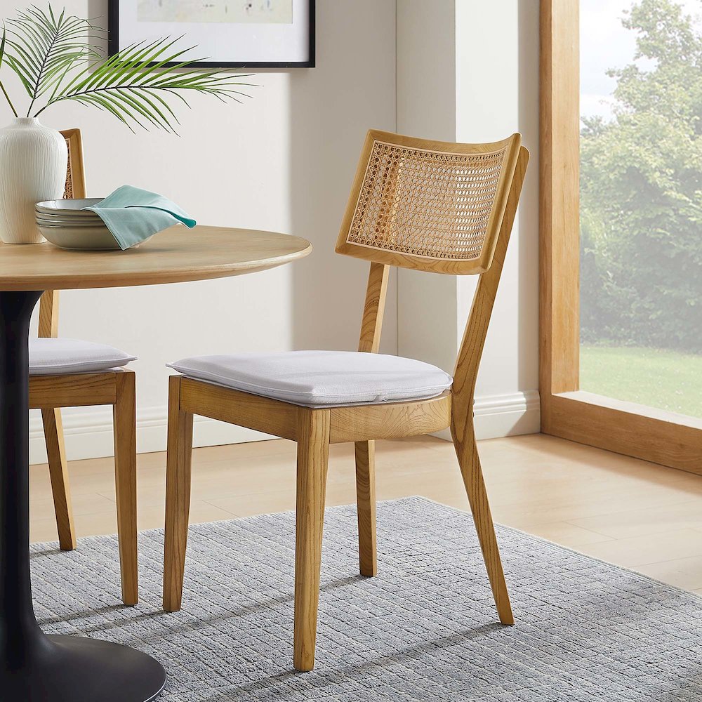 Caledonia Fabric Upholstered Wood Dining Chair Set of 2