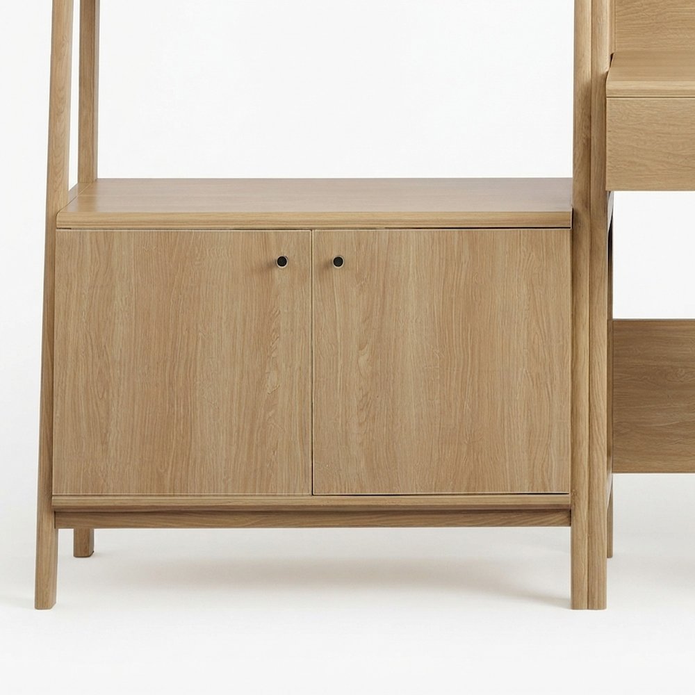 Wood Computer Desk with Hutch and Open Shelf Storage, 2-Piece, Oak