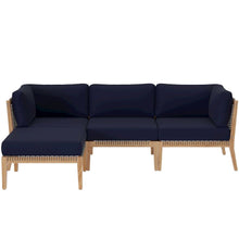 Clearwater 4-Piece Outdoor Patio Teak Wood Sectional Sofa