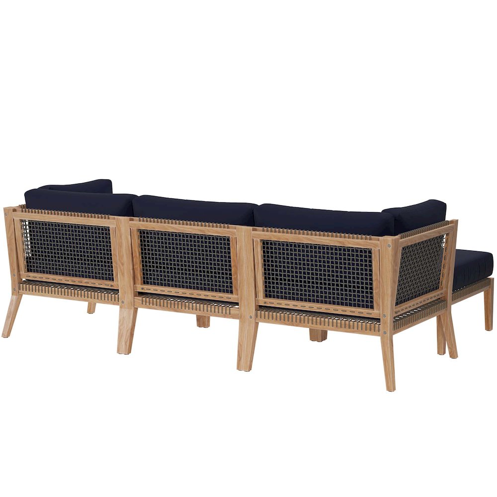 Clearwater 4-Piece Outdoor Patio Teak Wood Sectional Sofa
