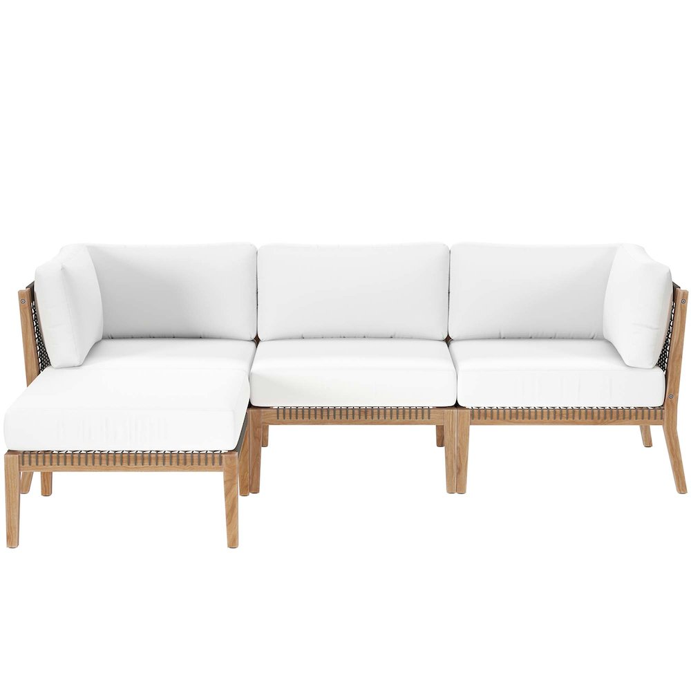 Clearwater 4-Piece Outdoor Patio Teak Wood Sectional Sofa
