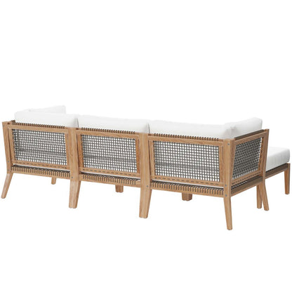Clearwater 4-Piece Outdoor Patio Teak Wood Sectional Sofa