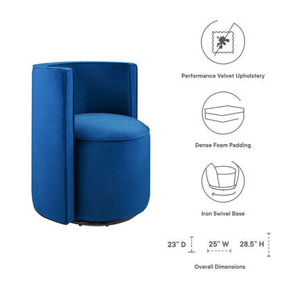 Della Performance Velvet Fabric Swivel Chair