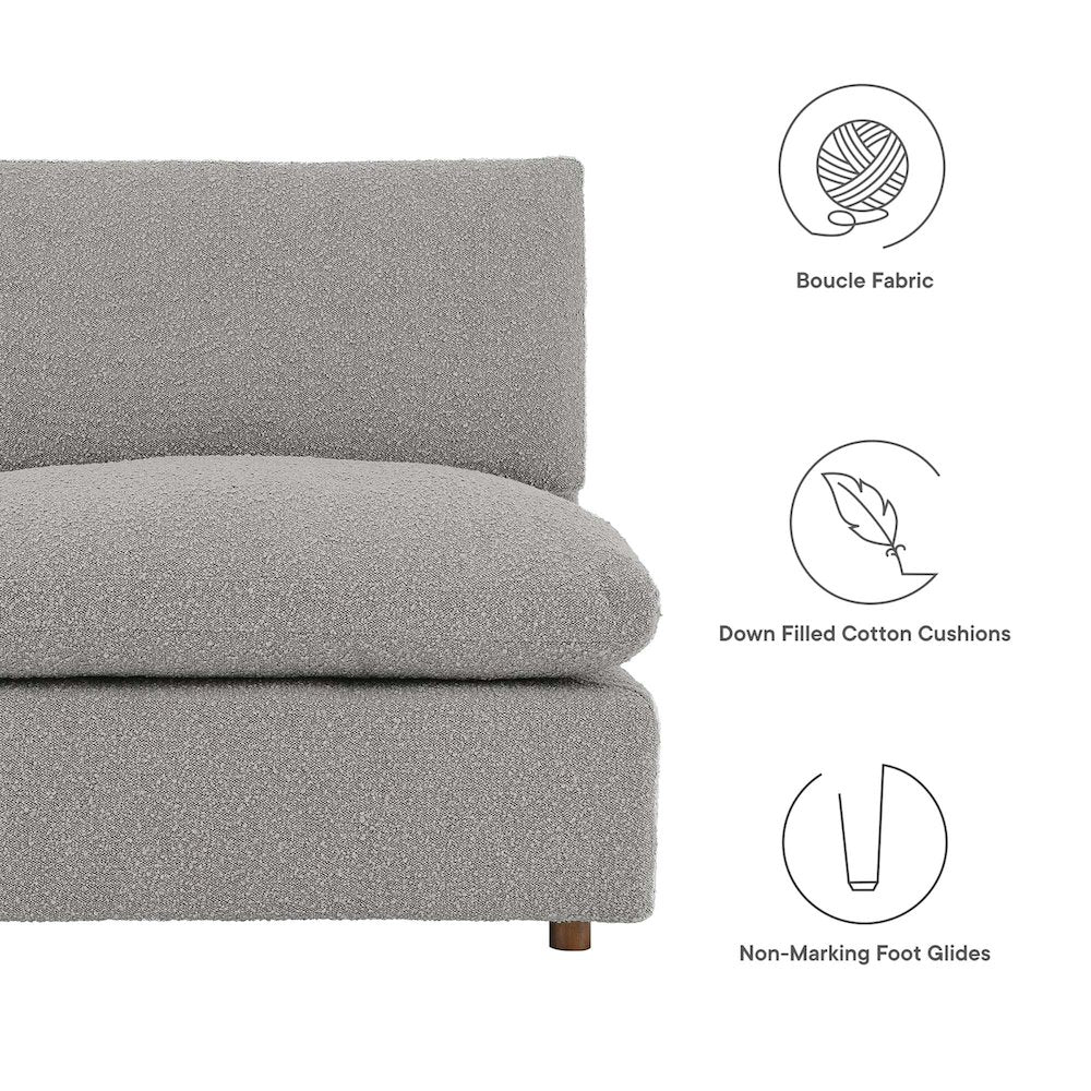 Commix Down Filled Overstuffed Boucle Fabric Armless Chair