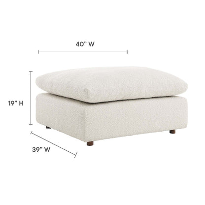 Commix Down Filled Overstuffed Boucle Fabric Ottoman