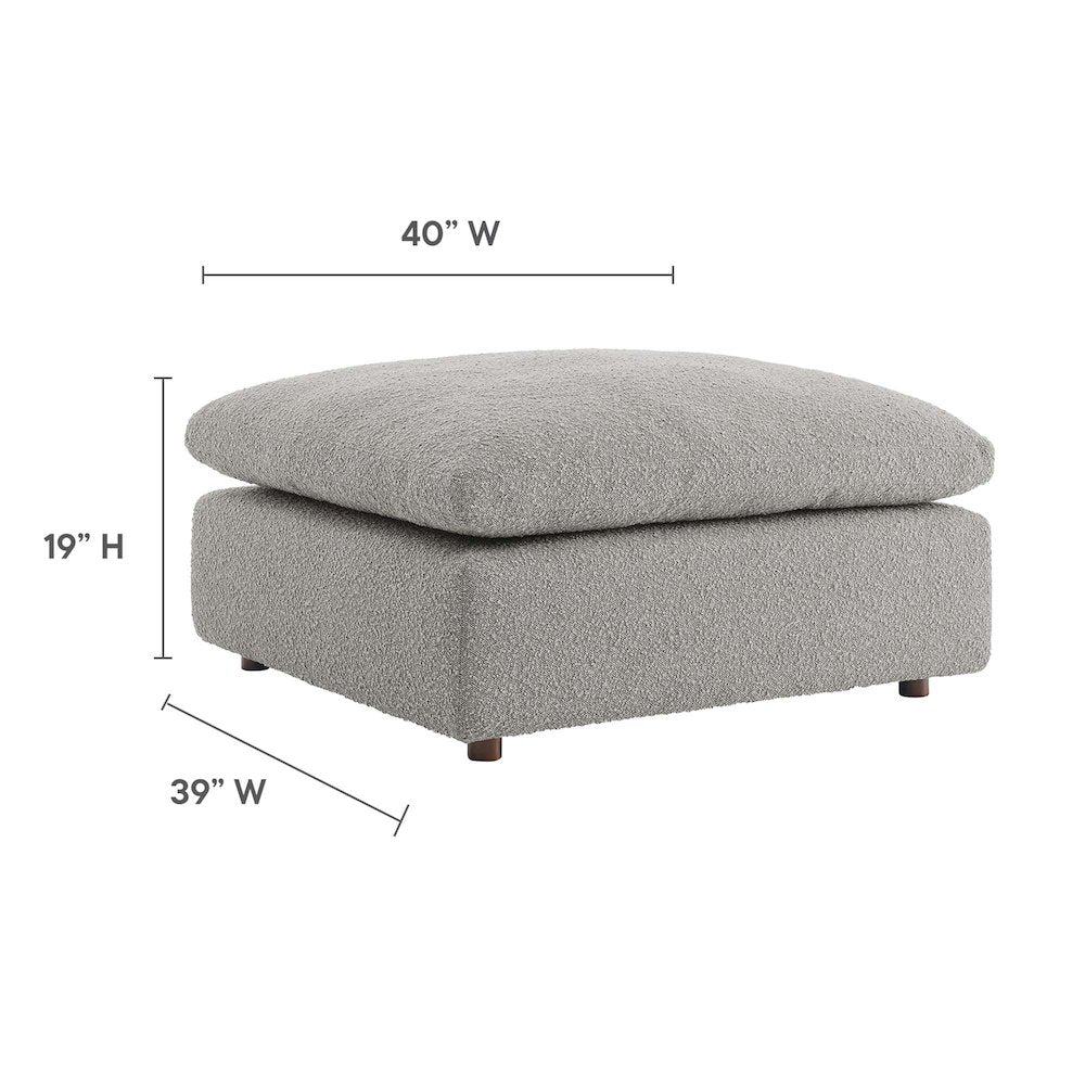 Commix Down Filled Overstuffed Boucle Fabric Ottoman