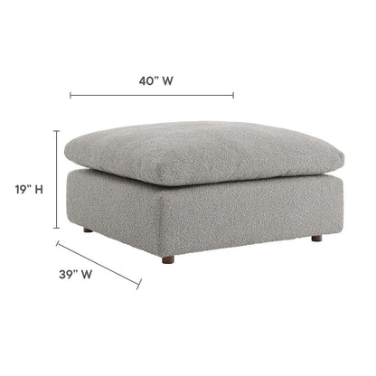 Commix Down Filled Overstuffed Boucle Fabric Ottoman