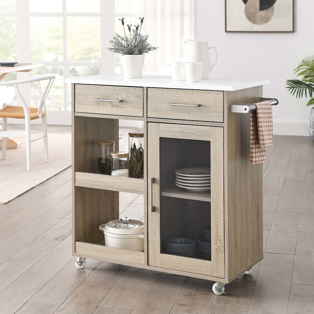 Culinary Kitchen Cart With Towel Bar