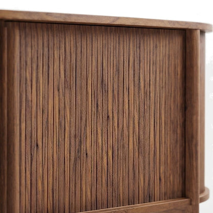 Curved Wood Sideboard Buffet Cabinet with Credenza Storage, Walnut