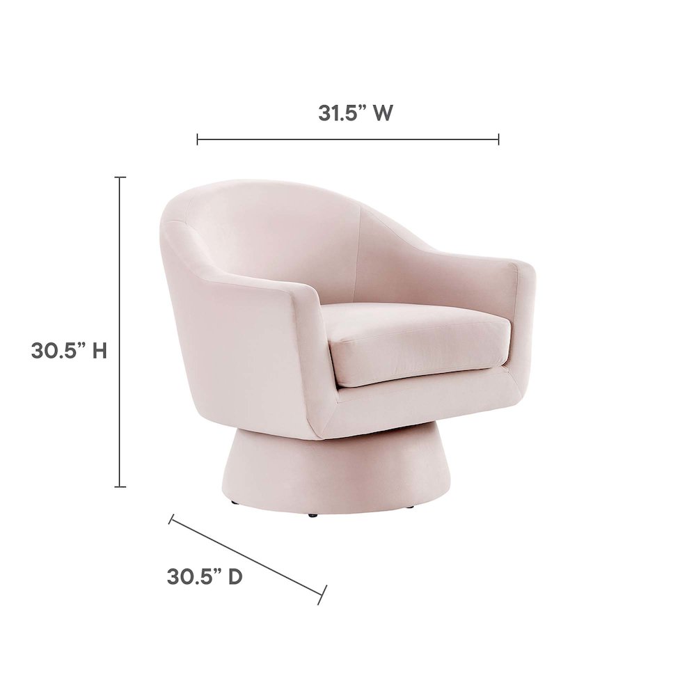 Astral Performance Velvet Fabric and Wood Swivel Chair