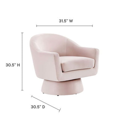 Astral Performance Velvet Fabric and Wood Swivel Chair