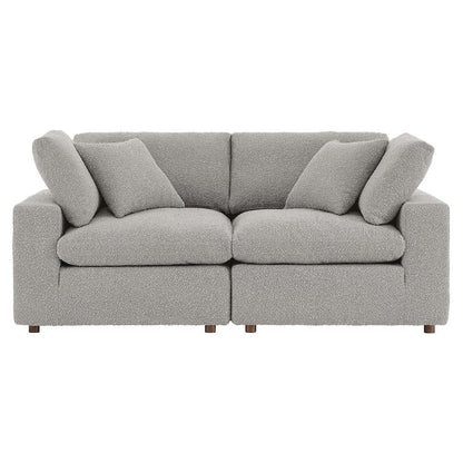 Commix Down Filled Overstuffed Boucle Fabric Loveseat