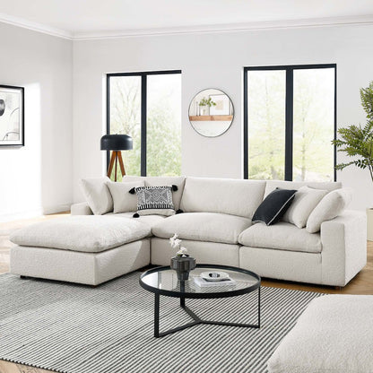 Commix 4-Piece Down Filled Overstuffed Boucle Fabric Sectional Sofa