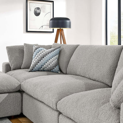 Commix 4-Piece Down Filled Overstuffed Boucle Fabric Sectional Sofa