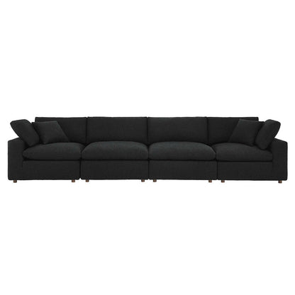 Commix Down Filled Overstuffed Boucle Fabric 4-Seater Sofa