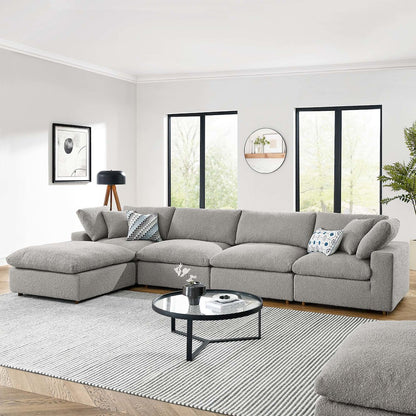 Commix 5-Piece Down Filled Overstuffed Boucle Fabric Sectional Sofa