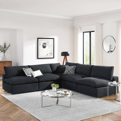 Commix 5-Piece Down Filled Overstuffed Boucle Fabric Sectional Sofa