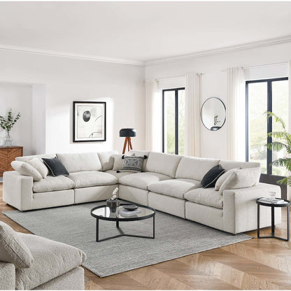 Commix 6-Piece Down Filled Overstuffed Boucle Fabric Sectional Sofa