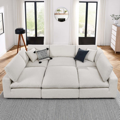 Commix 6-Piece Down Filled Overstuffed Boucle Fabric Sectional Sofa