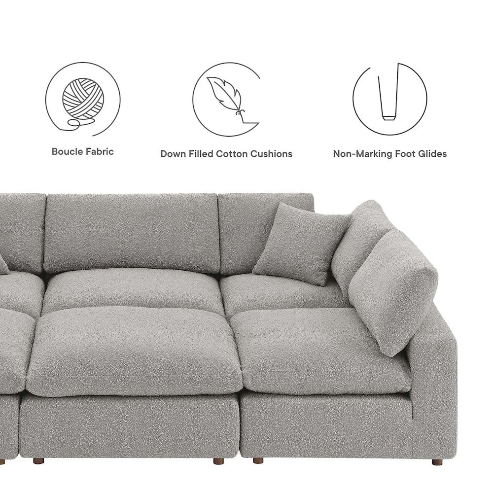 Commix 6-Piece Down Filled Overstuffed Boucle Fabric Sectional Sofa