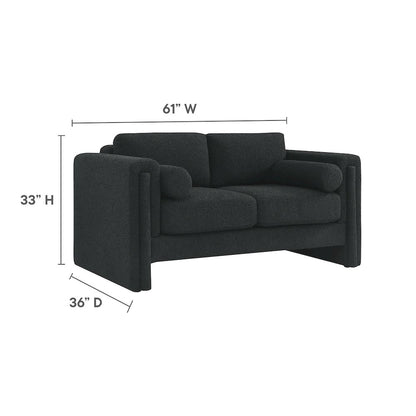Visible Boucle Fabric Loveseat