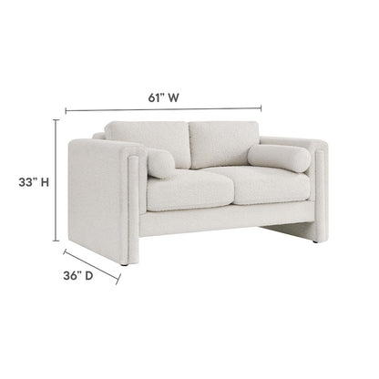 Visible Boucle Fabric Loveseat