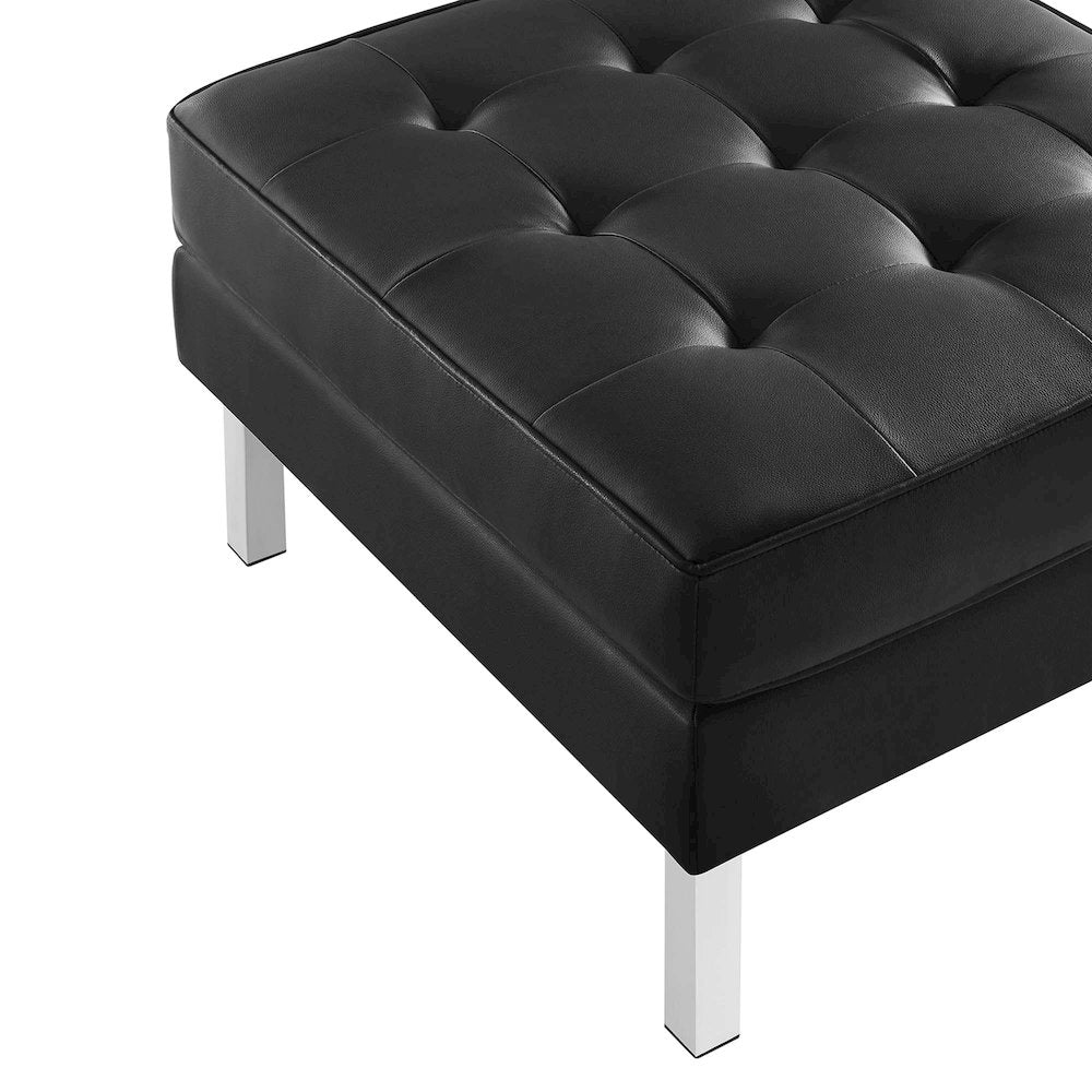 Loft Tufted Vegan Leather Armchair and Ottoman Set
