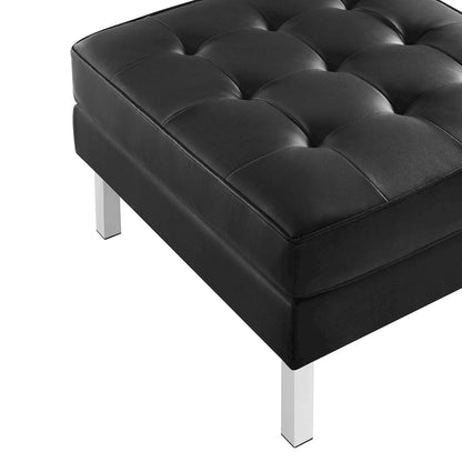 Loft Tufted Vegan Leather Armchair and Ottoman Set