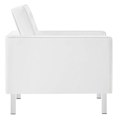 Loft Tufted Vegan Leather Armchair and Ottoman Set