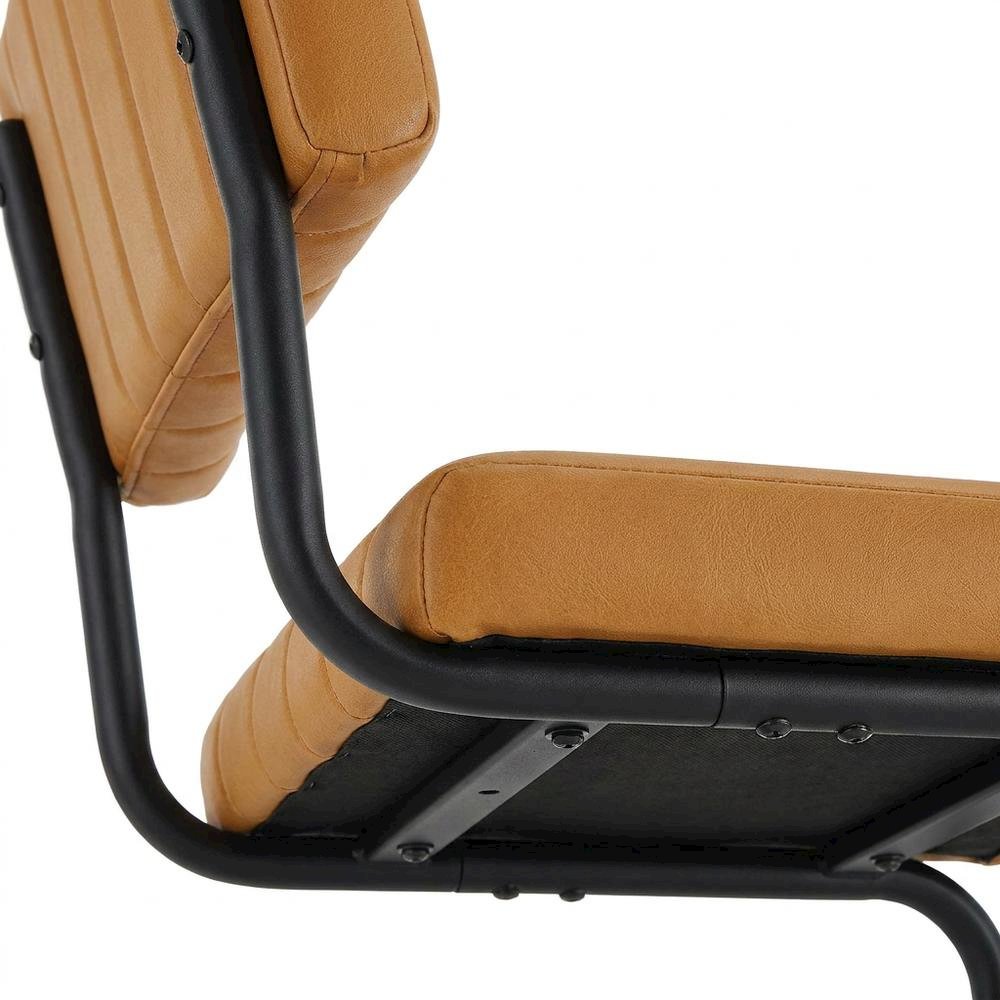 Vegan Leather Dining Side Chair with Cushioned Seat, Black Tan, Set of 2