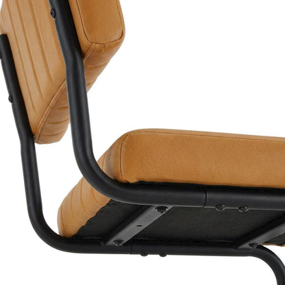 Vegan Leather Dining Side Chair with Cushioned Seat, Black Tan, Set of 2