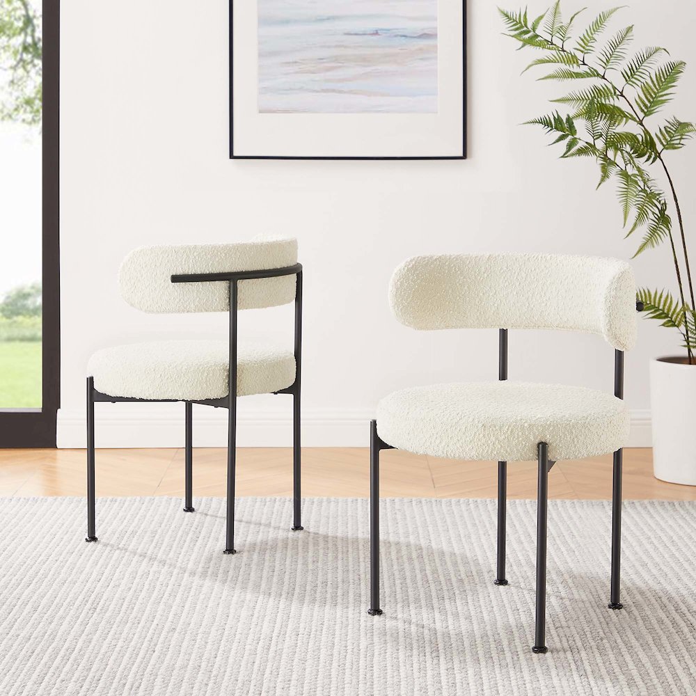 Albie Boucle Fabric Dining Chairs Set of 2