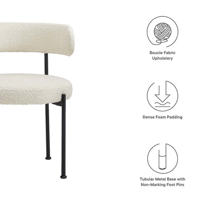Albie Boucle Fabric Dining Chairs Set of 2