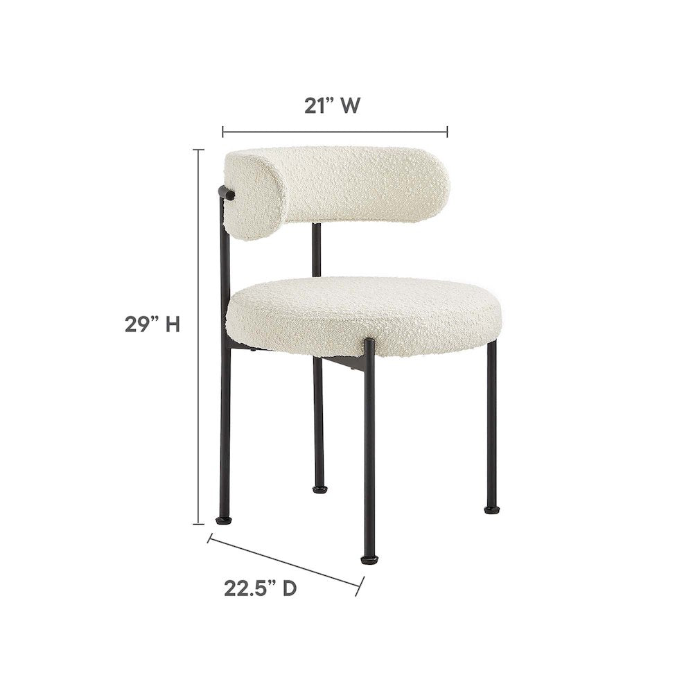 Albie Boucle Fabric Dining Chairs Set of 2