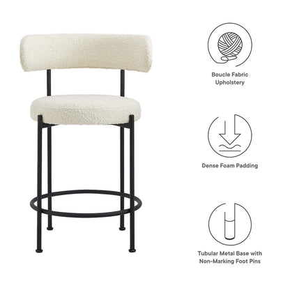 Albie Boucle Fabric Counter Stools Set of 2