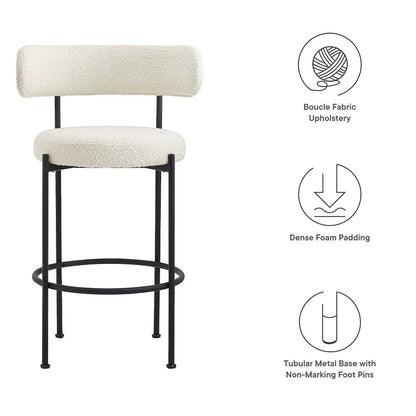 Albie Boucle Fabric Bar Stools Set of 2