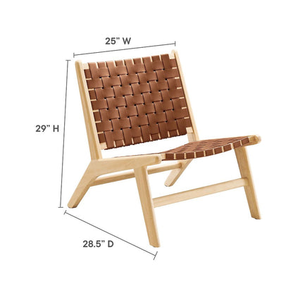 Saoirse Leather Wood Accent Lounge Chair