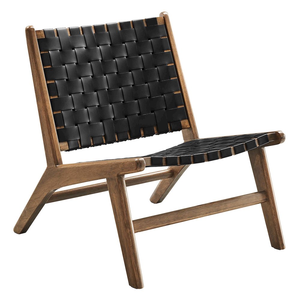 Saoirse Leather Wood Accent Lounge Chair