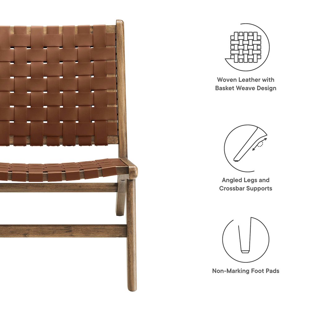 Saoirse Leather Wood Accent Lounge Chair