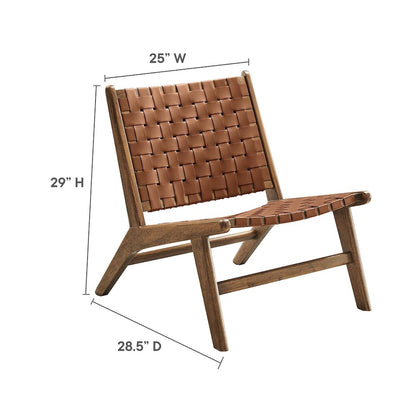 Saoirse Leather Wood Accent Lounge Chair
