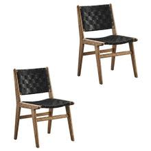 Leather-Upholstered Wood Dining Side Chairs, Walnut Black, Set of 2