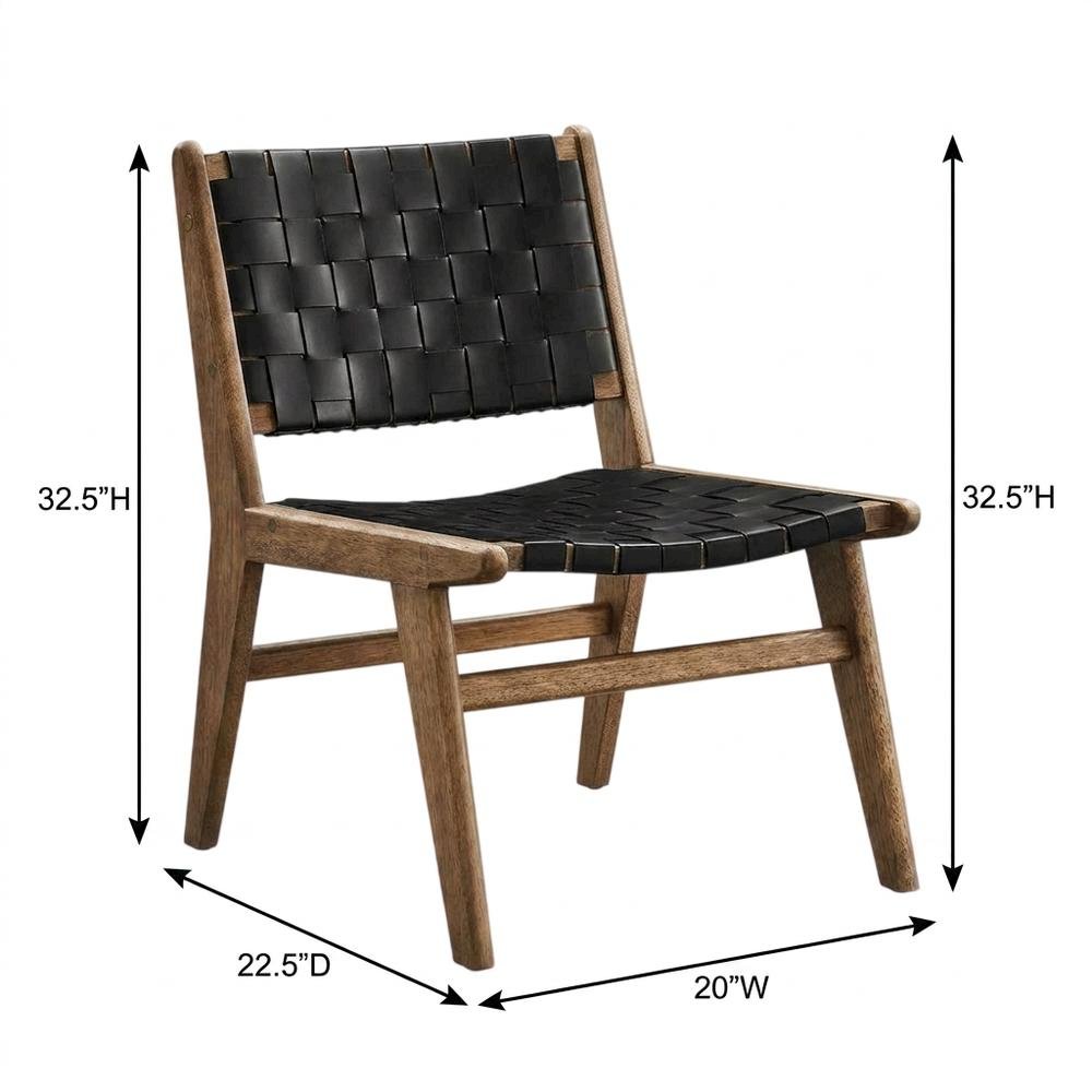Leather-Upholstered Wood Dining Side Chairs, Walnut Black, Set of 2