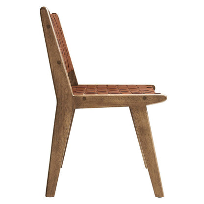 Saoirse Leather Wood Dining Side Chair Set of 2