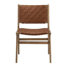 Leather-Upholstered Wood Dining Side Chairs, Walnut Brown, Set of 2