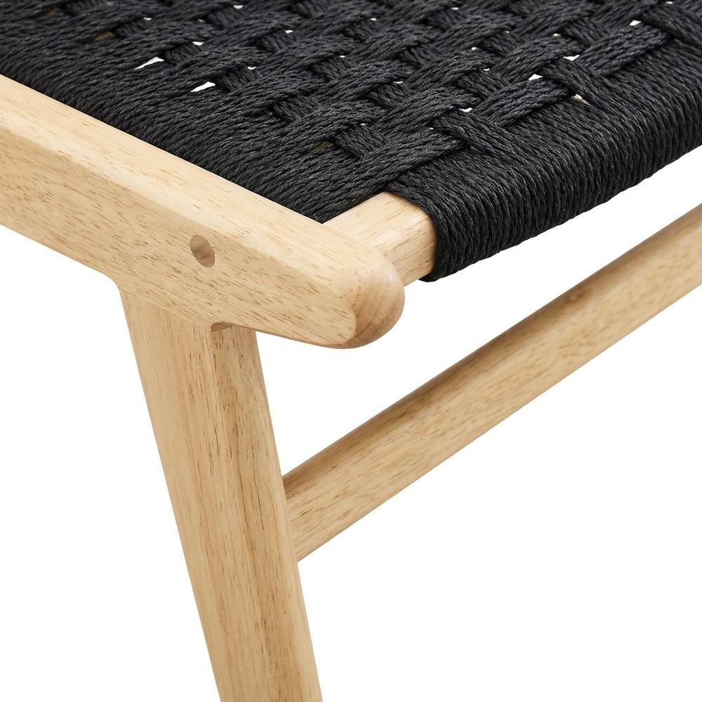 Woven Rope Wood Dining Side Chairs, Natural Black, Set of 2