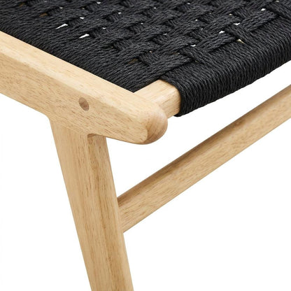 Woven Rope Wood Dining Side Chairs, Natural Black, Set of 2